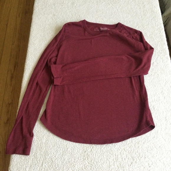 Vintage J. Crew Y2K Long Sleeve Crewneck Tee Burgundy - Sz Small - Picture 3 of 8